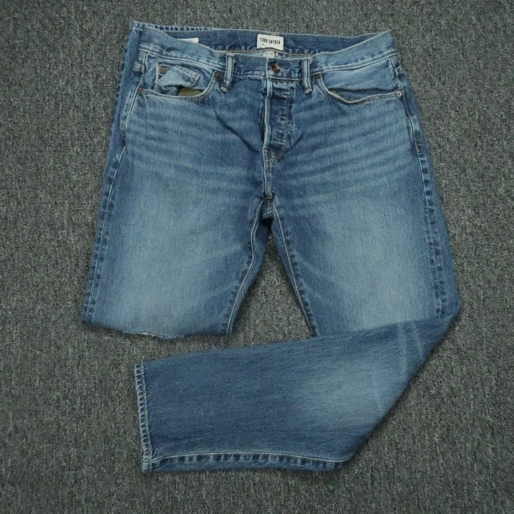Todd Snyder Jeans Mens 32x30 Blue 5 Pocket Selvedge Distressed Straight Denim